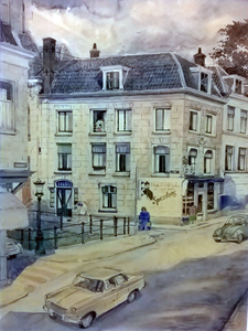 825441 Gezicht op het pand Wittevrouwenstraat 2 (banketbakkerij M.J. Top en Zn) te Utrecht, vanaf het pand Voorstraat 89.